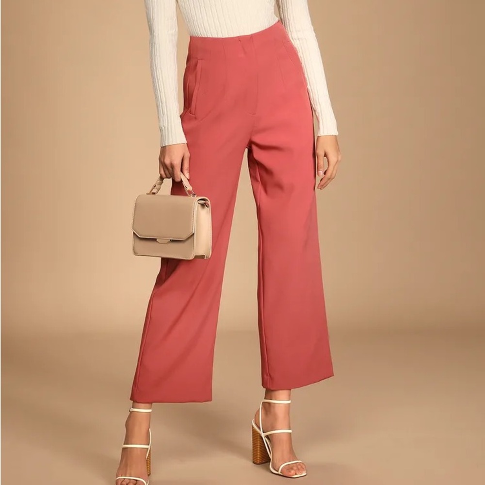 Lulu's Dusty Rose Wide-Leg Trousers